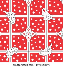 paisley ikat and dot pattern for fabric print, background, texture, tile use