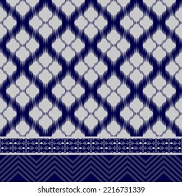 Paisley IKAT Pattern Traditional Ethnic Pattern Indonesian Indian Aztec African Ethnic Navy Blue Background Seamless Pattern For Fabric Cloth Dress Carpet Curtains Rug Sarong 