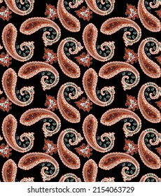 Paisley Indian background. Seamless pattern. Vector illustration.
