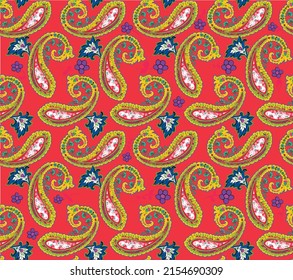 Paisley Indian background. Seamless pattern. Vector illustration.
