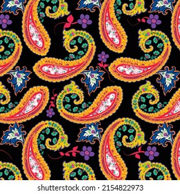 Paisley Indian background. Seamless pattern. Vector illustration.
