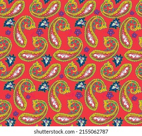 Paisley Indian background. Seamless pattern. Vector illustration.
