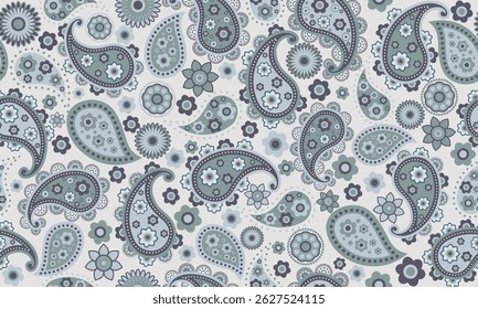 paisley and Indian flower motifs. damask style seamless pattern for textile and decoration, paisley abstract shape of baroque geometric ornaments Textile, blue, pink, floral