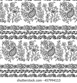 Paisley - Indian folk weaving seamless ethnic pattern. Floral oriental ethnic background. Arabic and indian tribal ornament. Ornamental motives of the paintings of oriental fabric patterns.