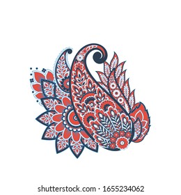 Paisley isolated. Card with paisley isolated for design. Floral vector pattern. Embroidery floral vector pattern.