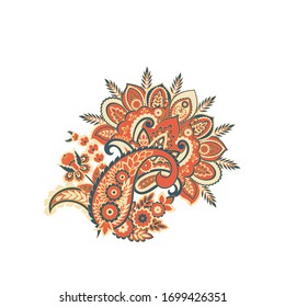 Paisley isolated. Card with paisley isolated for design. Floral vector pattern. Embroidery floral vector pattern.