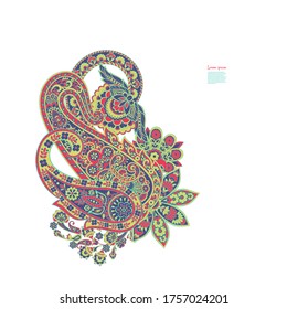 Paisley isolated. Card with paisley isolated for design. Floral vector pattern. Embroidery floral vector pattern.