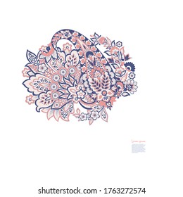Paisley isolated. Card with paisley isolated for design. Floral vector pattern. Embroidery floral vector pattern.