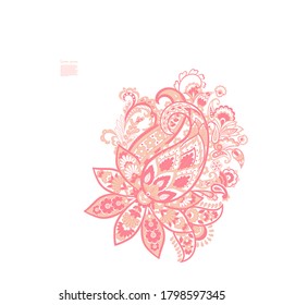 Paisley isolated. Card with paisley isolated for design. Floral vector pattern. Embroidery floral vector pattern.