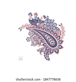 Paisley isolated. Card with paisley isolated for design. Floral vector pattern. Embroidery floral vector pattern. 