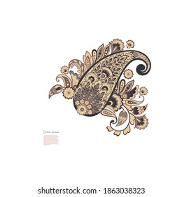 Paisley isolated. Card with paisley isolated for design. Floral vector pattern. Embroidery floral vector pattern.