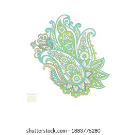 Paisley isolated. Card with paisley isolated for design. Floral vector pattern. Embroidery floral vector pattern