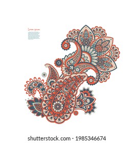 Paisley isolated. Card with paisley isolated for design. Floral vector pattern. Embroidery floral vector pattern.