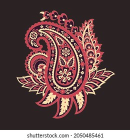 Paisley isolated. Card with paisley isolated for design. Floral vector pattern. Embroidery floral vector pattern.