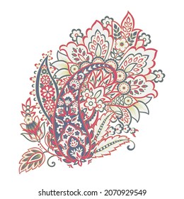 Paisley isolated. Card with paisley isolated for design. Floral vector pattern. Embroidery floral vector pattern.