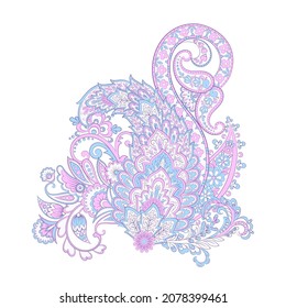 Paisley isolated. Card with paisley isolated for design. Floral vector pattern. Embroidery floral vector pattern. 