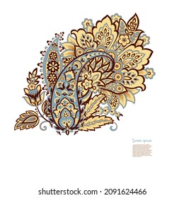 Paisley isolated. Card with paisley isolated for design. Floral vector pattern. Embroidery floral vector pattern.