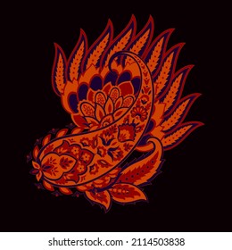 Paisley isolated. Card with paisley isolated for design. Floral vector pattern. Embroidery floral vector pattern.