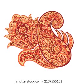 Paisley isolated. Card with paisley isolated for design. Floral vector pattern. Embroidery floral vector pattern