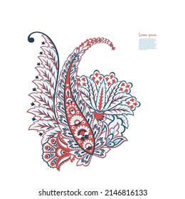Paisley isolated. Card with paisley isolated for design. Floral vector pattern. Embroidery floral vector pattern.