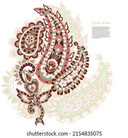 Paisley isolated. Card with paisley isolated for design. Floral vector pattern. Embroidery floral vector pattern.