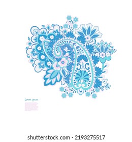 Paisley isolated. Card with paisley isolated for design. Floral vector pattern. Embroidery floral vector pattern.