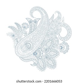 Paisley isolated. Card with paisley isolated for design. Floral vector pattern. Embroidery floral vector pattern.