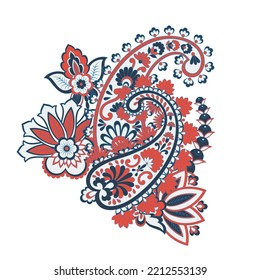 Paisley isolated. Card with paisley isolated for design. Floral vector pattern. Embroidery floral vector pattern