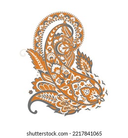 Paisley isolated. Card with paisley isolated for design. Floral vector pattern. Embroidery floral vector pattern. 
