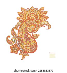 Paisley isolated. Card with paisley isolated for design. Floral vector pattern. Embroidery floral vector pattern.