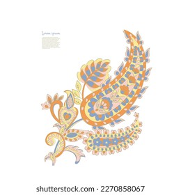 Paisley isolated. Card with paisley isolated for design. Floral vector pattern. Embroidery floral vector pattern.