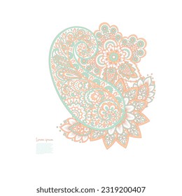 Paisley isolated. Card with paisley isolated for design. Floral vector pattern. Embroidery floral vector pattern.