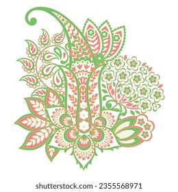Paisley isolated. Card with paisley isolated for design. Floral vector pattern. Embroidery floral vector pattern.