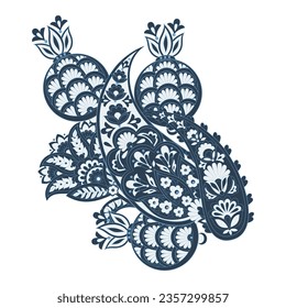 Paisley isolated. Card with paisley isolated for design. Floral vector pattern. Embroidery floral vector pattern. 