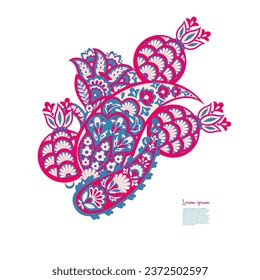 Paisley isolated. Card with paisley isolated for design. Floral vector pattern. Embroidery floral vector pattern. 