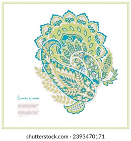 Paisley isolated. Card with paisley isolated for design. Floral vector pattern. Embroidery floral vector pattern. 