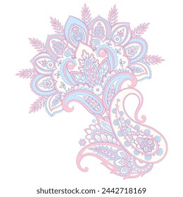 Paisley isolated. Card with paisley isolated for design. Floral vector pattern. Embroidery floral vector pattern. 