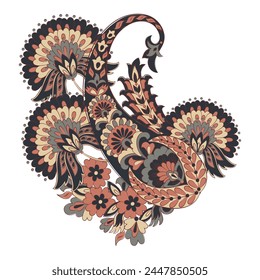 Paisley isolated. Card with paisley isolated for design. Floral vector pattern. Embroidery floral vector pattern. 