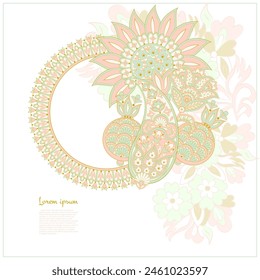 Paisley isolated. Card with paisley isolated for design. Floral vector pattern. Embroidery floral vector pattern. 