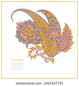 Paisley isolated. Card with paisley isolated for design. Floral vector pattern. Embroidery floral vector pattern.