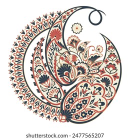 Paisley isolated. Card with paisley isolated for design. Floral vector pattern. Embroidery floral vector pattern