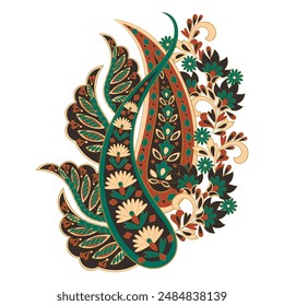 Paisley isolated. Card with paisley isolated for design. Floral vector pattern. Embroidery floral vector pattern