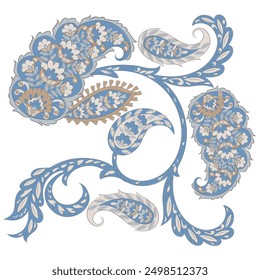 Paisley isolated. Card with paisley isolated for design. Floral vector pattern. Embroidery floral vector pattern.
