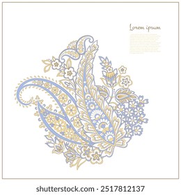 Paisley isolated. Card with paisley isolated for design. Floral vector pattern. Embroidery floral vector pattern.