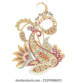 Paisley isolated. Card with paisley isolated for design. Floral vector pattern. Embroidery floral vector pattern.