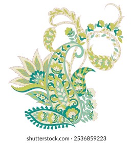Paisley isolated. Card with paisley isolated for design. Floral vector pattern. Embroidery floral vector pattern.