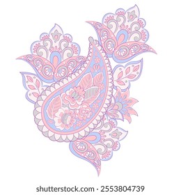 Paisley isolated. Card with paisley isolated for design. Floral vector pattern. Embroidery floral vector pattern.
