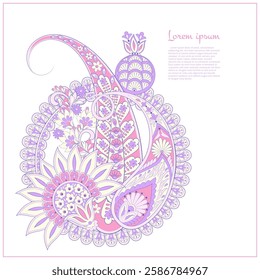 Paisley isolated. Card with paisley isolated for design. Floral vector pattern. Embroidery floral vector pattern.