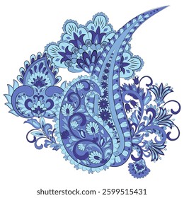Paisley isolated. Card with paisley isolated for design. Floral vector pattern. Embroidery floral vector pattern. 