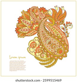 Paisley isolated. Card with paisley isolated for design. Floral vector pattern. Embroidery floral vector pattern. 
